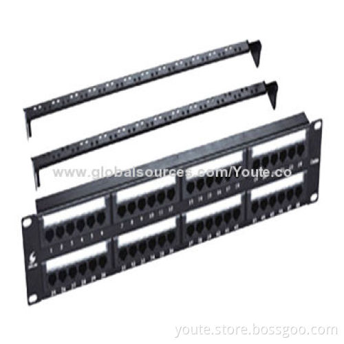 UTP Cat5e Patch Panel, 48 Port, LSA and 110 Dual-use IDC, with Back Bar
